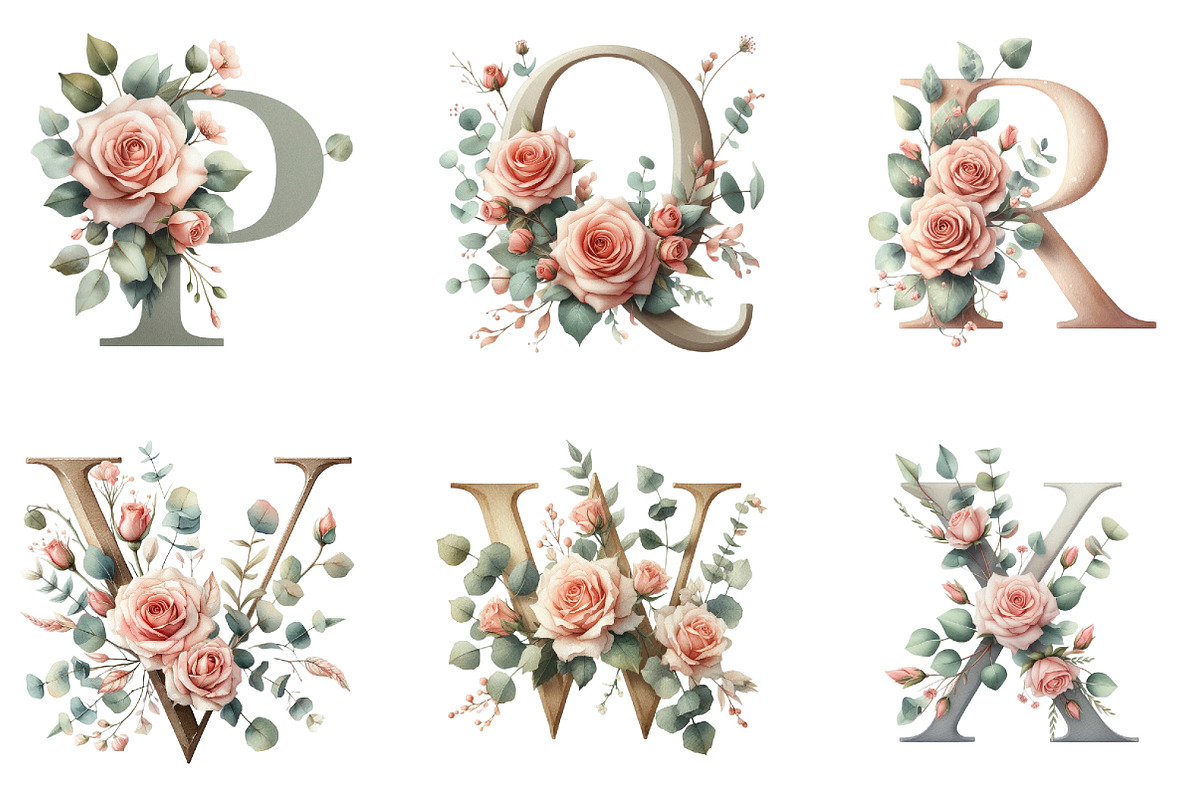 A-Z Floral Alphabet Clipart, an Illustration by DreamArtGraphic (Photo 4 of 5)