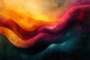 Colorful abstract waves create a dyn, a Photo by Tanuart