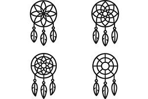 Dream catcher line icons displaying, an Illustration by ZinetroN