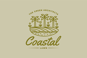 coastal lawn line art icon logo, a Branding & Logo Template by Blazybone