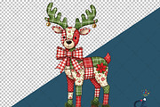 Christmas Patchwork Reindeer PNG, an Illustration by Creative Art (Thumbnail 6 of 6)