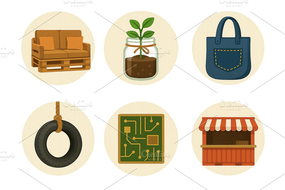 Creative upcycled items displayed in, an Object Illustration by ZinetroN