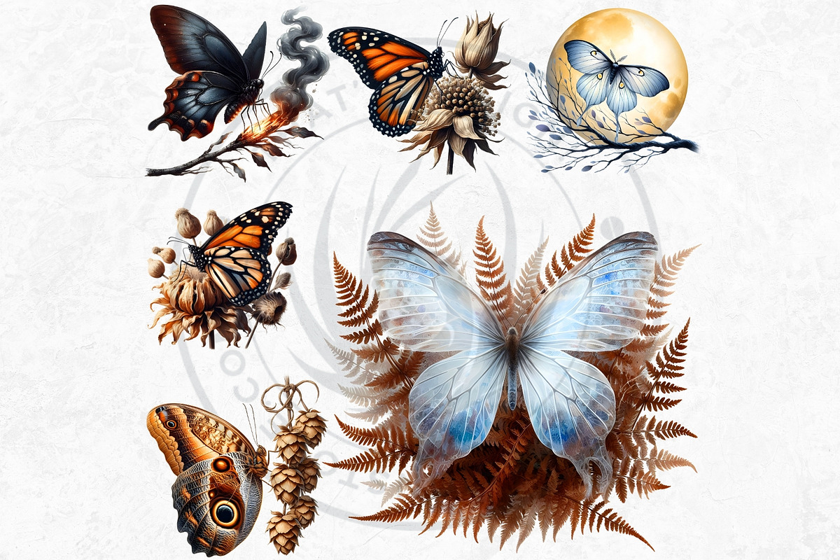 Autumn Butterfly and Flower Cliparts, an Animal Illustration by ThatsDesignArt (Photo 9 of 10)