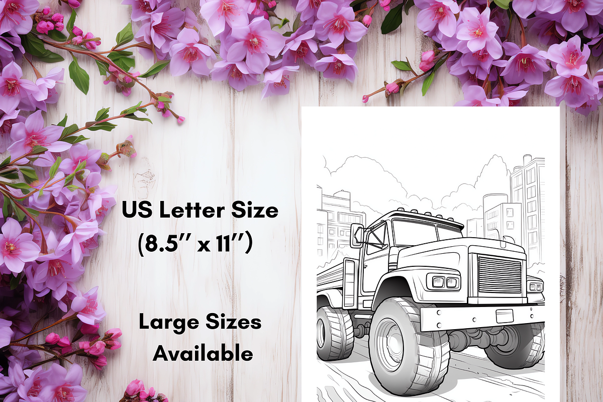 Truck Coloring Book for Kids 8-12, a Transportation Illustration by LA Design (Photo 6 of 9)