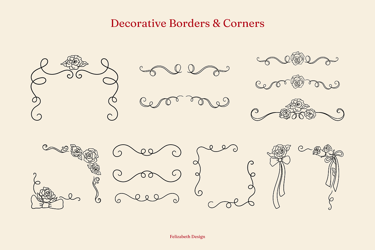 Coquette Wedding Cliparts & Frames, an Object Illustration by Felizabeth Design (Photo 6 of 14)