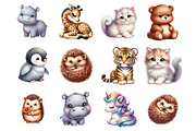 Watercolor Cute Animals Clipart, a Graphic by CitraGraphics (Thumbnail 3 of 4)