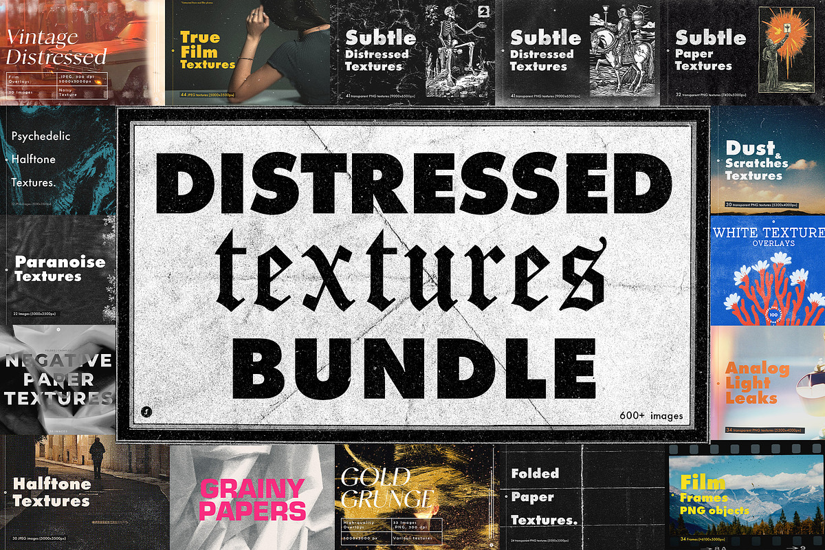 Distressed Textures Bundle, a Texture Graphic by Freezerondigital (Photo 1 of 116)