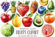 Fruits Watercolor Clipart, an Illustration by OK Design (Thumbnail 1 of 5)