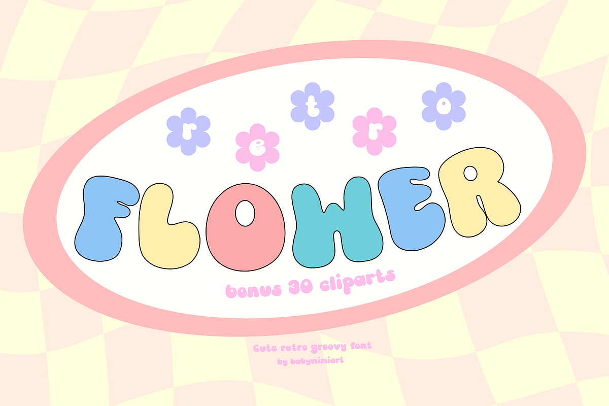 Retro Flower Display Font + Bonus, a Handwritten Font by Babymimiart (Photo 1 of 10)