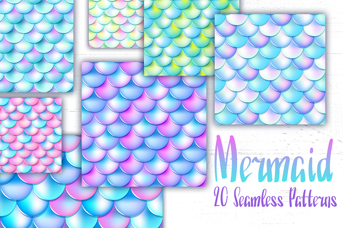 Mermaid Fish Skin Seamless Patterns, a Pattern Graphic by RabbitAndPencil (Photo 1 of 5)