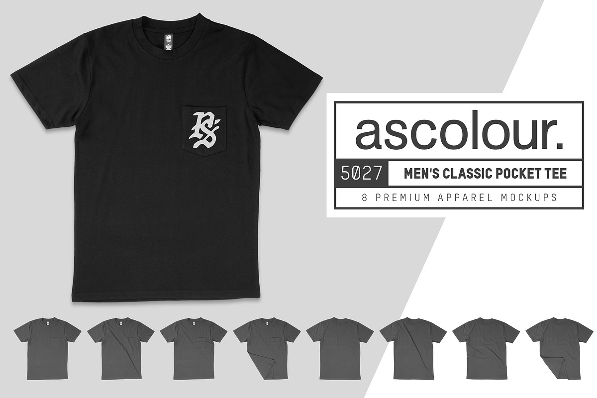 AS Colour 5027 Classic Pocket Tee, a Shirt Mockup by Pixel Sauce™ (Photo 1 of 7)