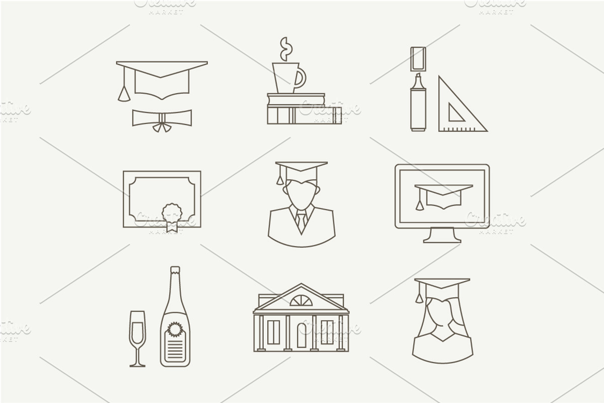 Vector graduation icons preview 3