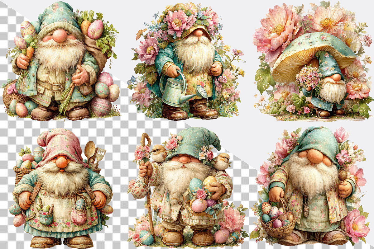 Whimsical Spring Gnome Clipart Bundl, an Illustration by SVGArt (Photo 7 of 7)