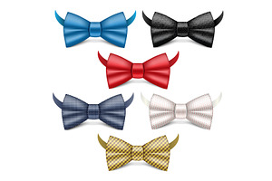 Bowtie Icons Set, Realistic Style