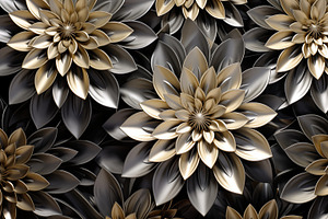 A Close-up View Of Intricately Designed Art Deco Flowers With Golden And Black