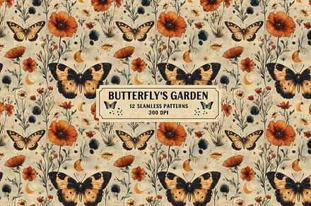 Butterfly's Garden Seamless Patterns