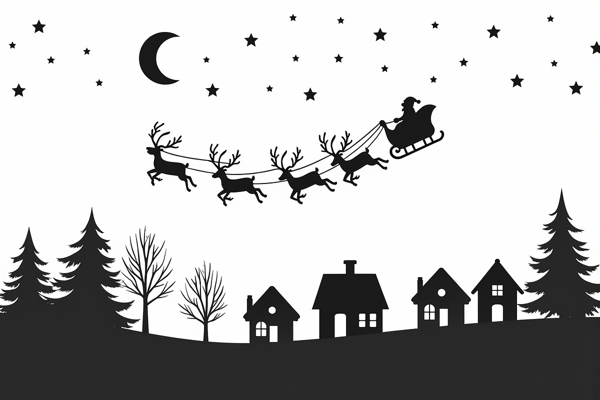 Xmas Reindeer Scene Silhouettes, an Illustration by musafir_fashion (Photo 2 of 21)