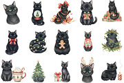 Whimsical Christmas Black Cats, an Illustration by Designking (Thumbnail 2 of 5)
