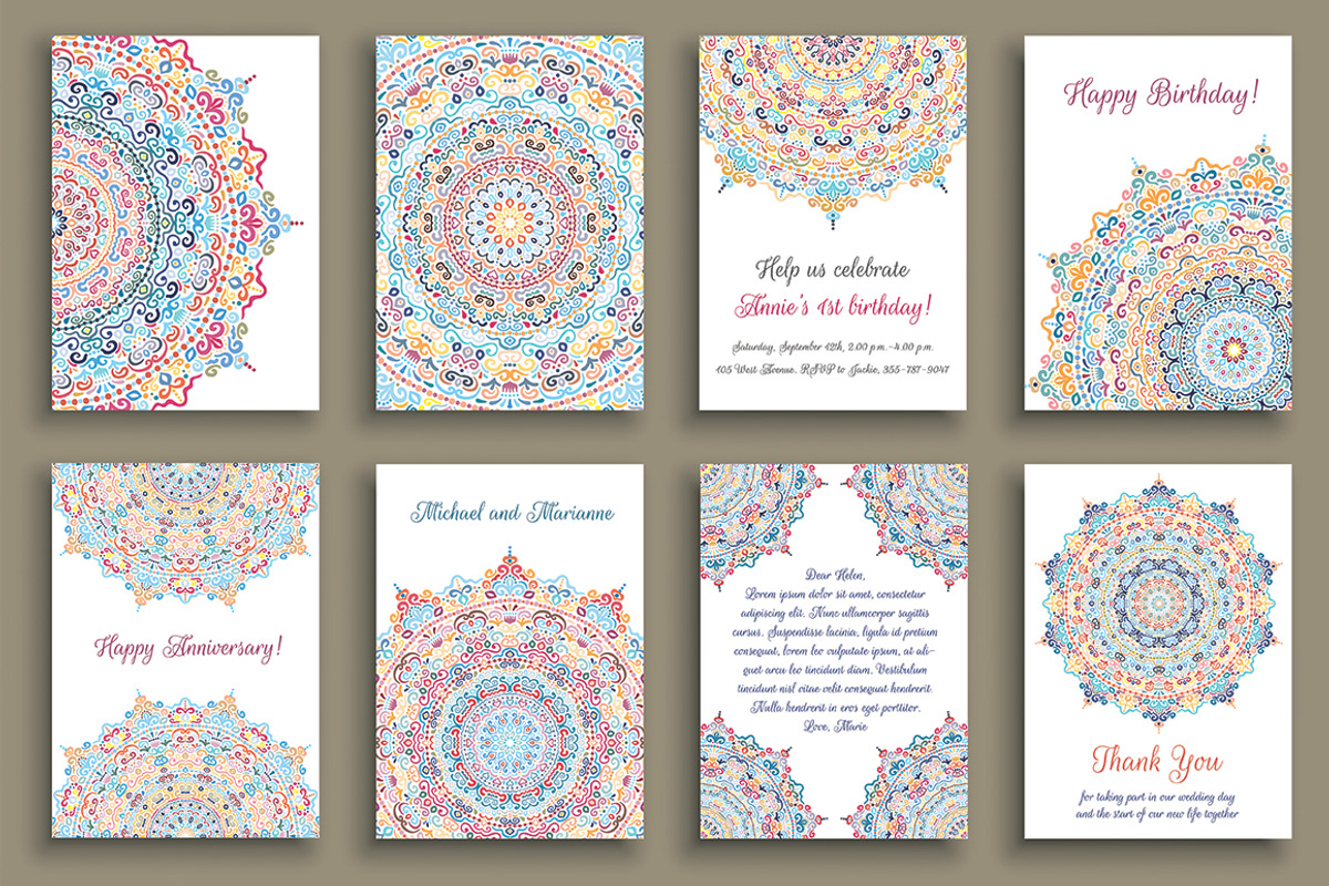 Mandala Greeting Cards, a Card Template by Amovitania