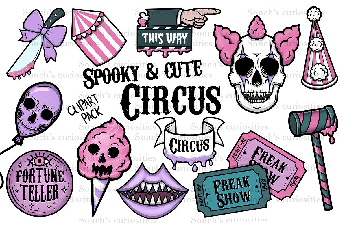 Spooky and cute CIRCUS, PNG clipart, an Illustration by Sonch' s Curiosities (Photo 1 of 3)