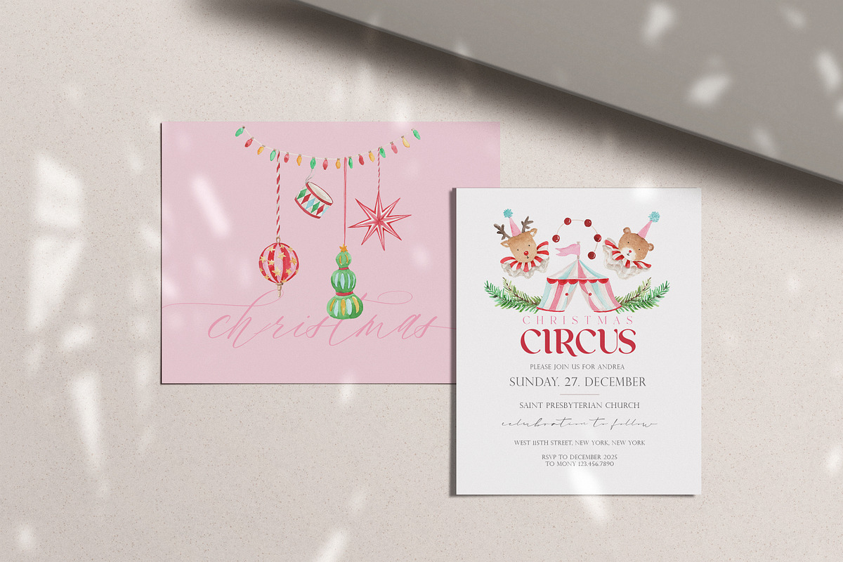 Watercolor Clipart-CHRISTMAS CIRCUS, a Decorative Illustration by Beigetime (Photo 10 of 12)