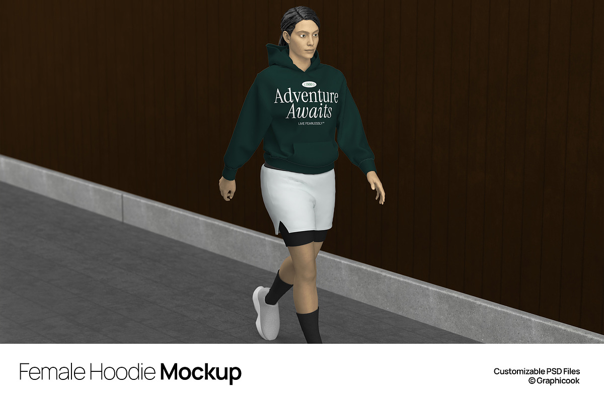 Female Hoodie Mockup, a Hoody Mockup by graphicook (Photo 1 of 5)
