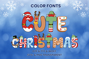 Cute Christmas - 7 Color Fonts, a Graphic by Adalin Shop