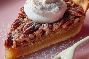 Delicious Pecan Pie Slice Whipped Cr, a Photo by Pixeness Studio