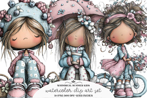 Whimsical Summer Kids Clipart, an Illustration by GatewayDesign