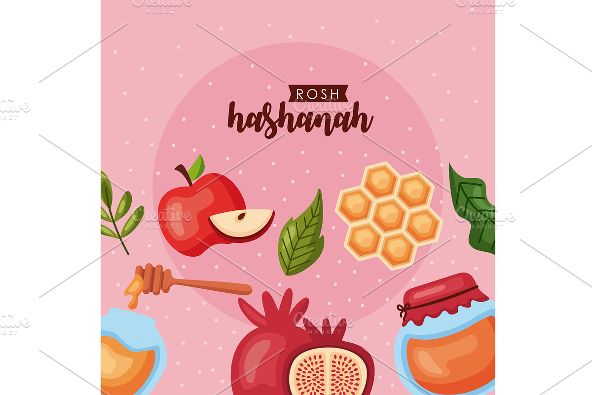rosh hashanah lettering poster, an Object Illustration by studiogstock