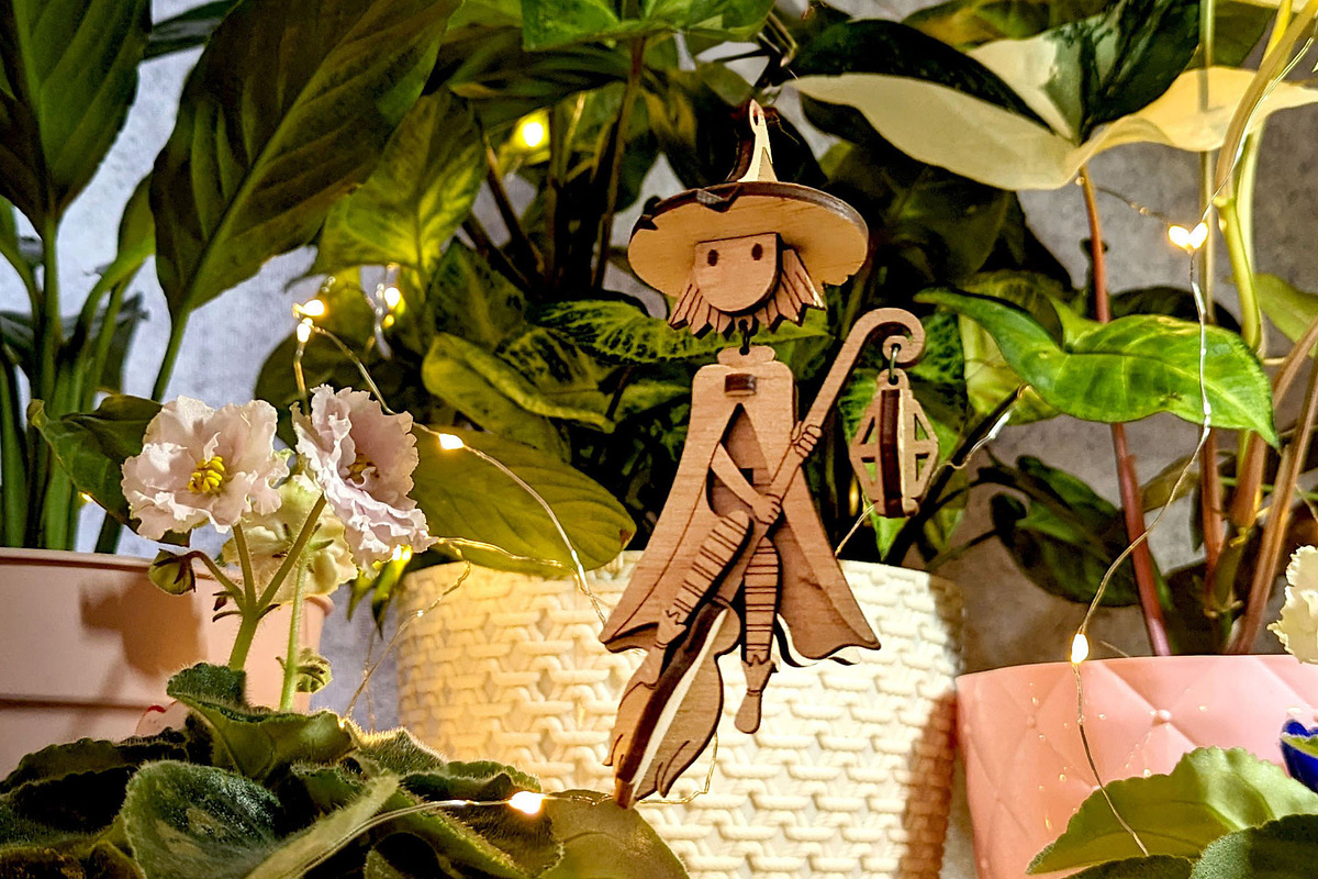 Halloween Witch Ornament - Laser Cut, an Object Graphic by VectorPainter (Photo 2 of 19)