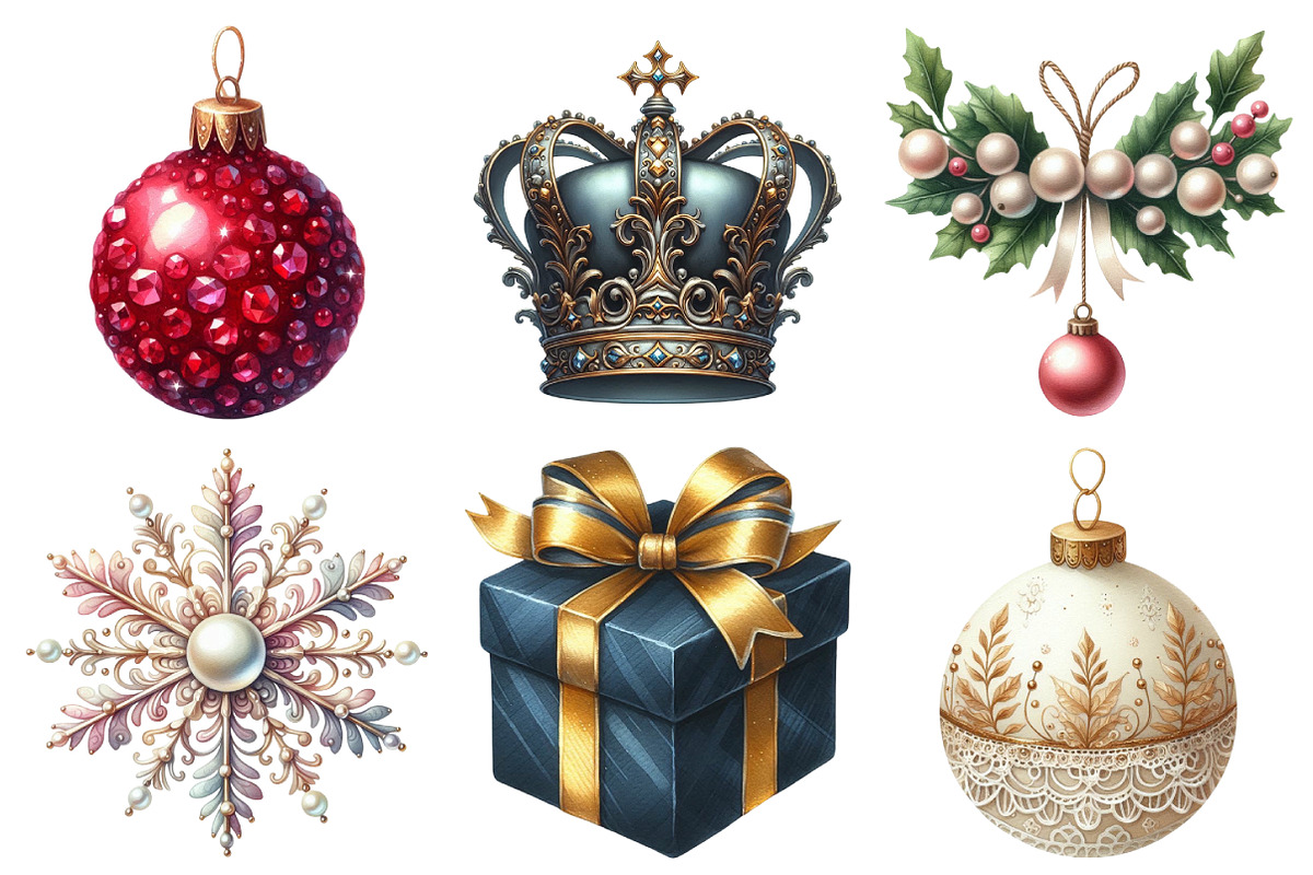 Watercolor Elegant Christmas Clipart, an Illustration by Daily.Designs (Photo 2 of 5)