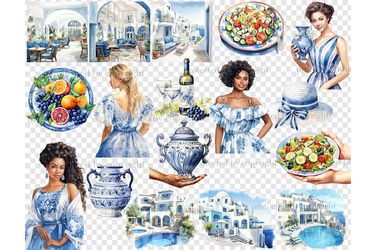 Santorini Clipart | Summer Vacation, a Person Illustration by GlamArtZhanna (Photo 6 of 6)