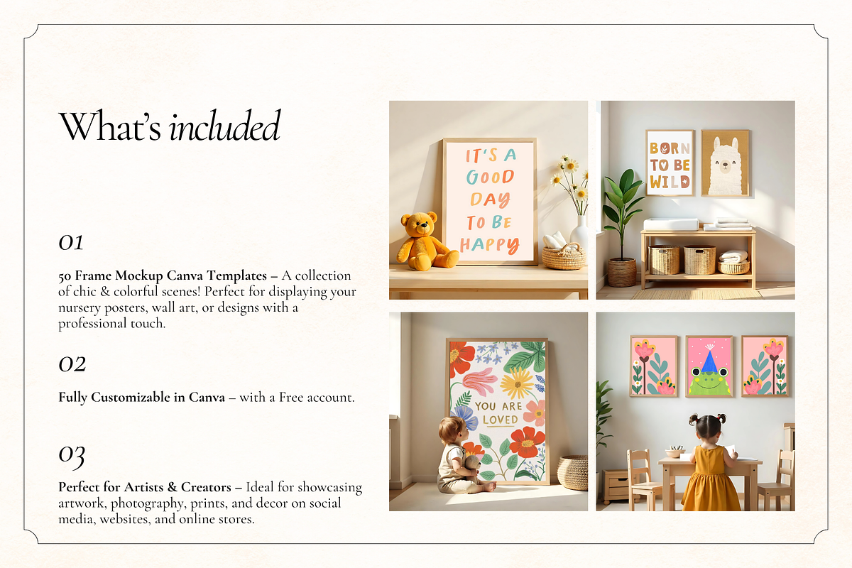 50 Kids Nursery Mockups for Canva, a Household Mockup by Matisse Studio (Photo 2 of 10)