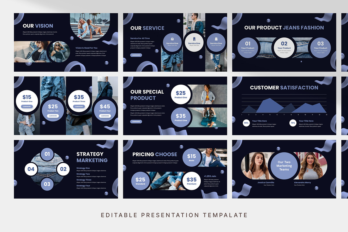 Y2K Modern Jeans Fashion PowerPoint, a Presentation Template by Digitcase x Wealthwells (Photo 3 of 4)