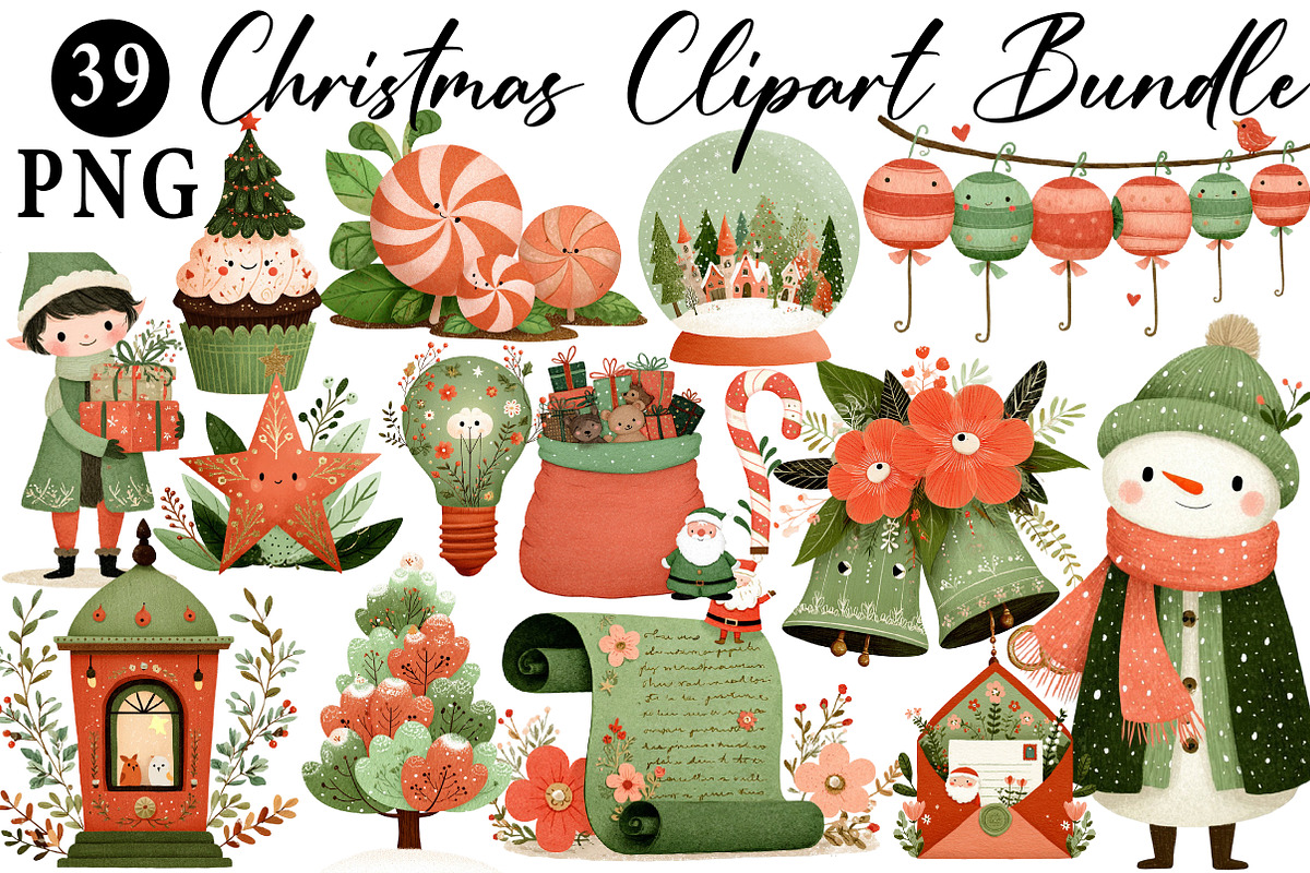 Christmas Clipart Bundle, an Illustration by Daily.Designs (Photo 1 of 5)