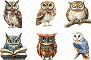 Vintage Owl Clipart, an Illustration by Black Bird Studio (Thumbnail 2 of 6)