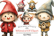 Whimsical Elf Clipart Bundle, an Illustration by DreamCafeArt (Thumbnail 1 of 8)
