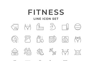 Set Line Icons Of Fitness