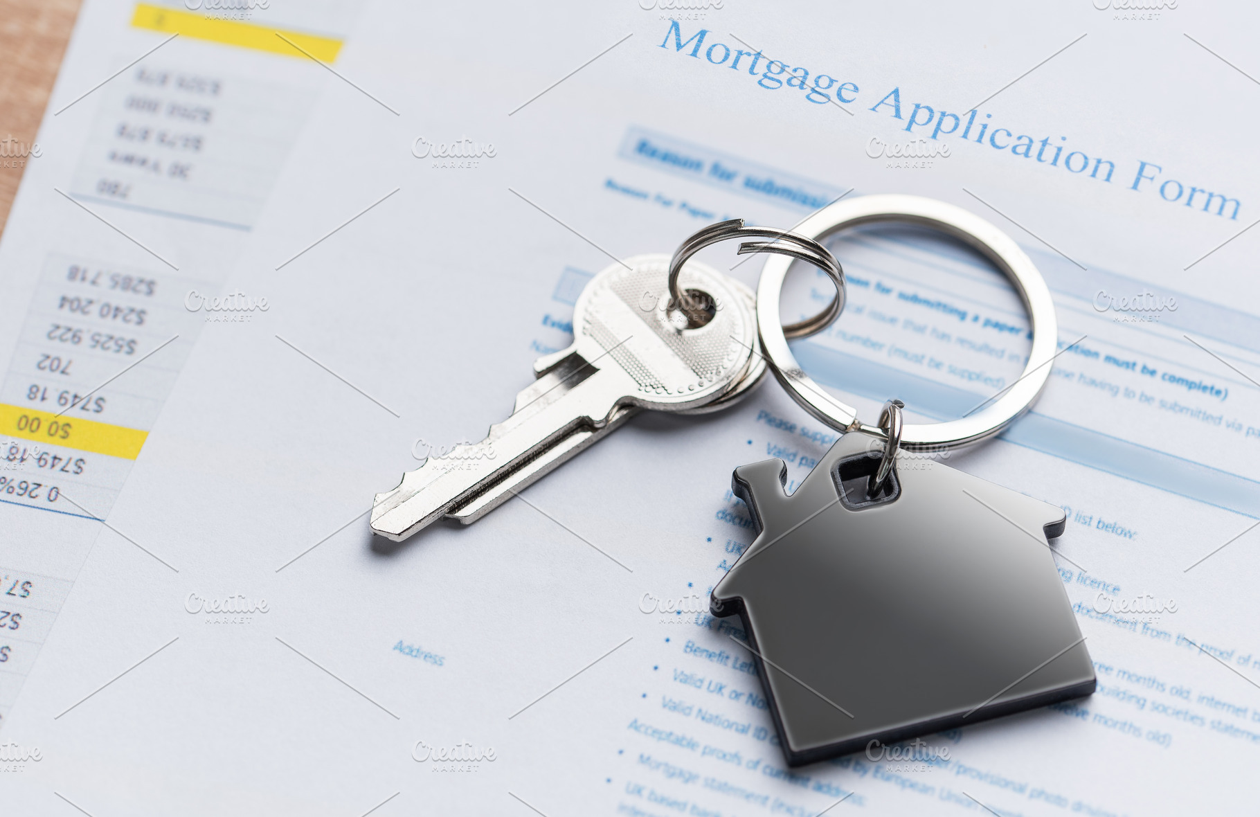 Mortgage application form with house keys representing home owne, a Business Photo by Olena Rudo