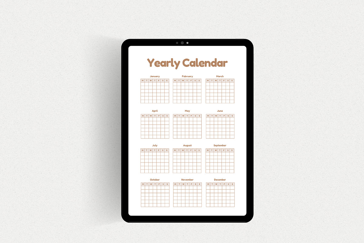 Undated Yearly Calendar Printable, a Stationery Template by The Chaos Project (Photo 6 of 10)