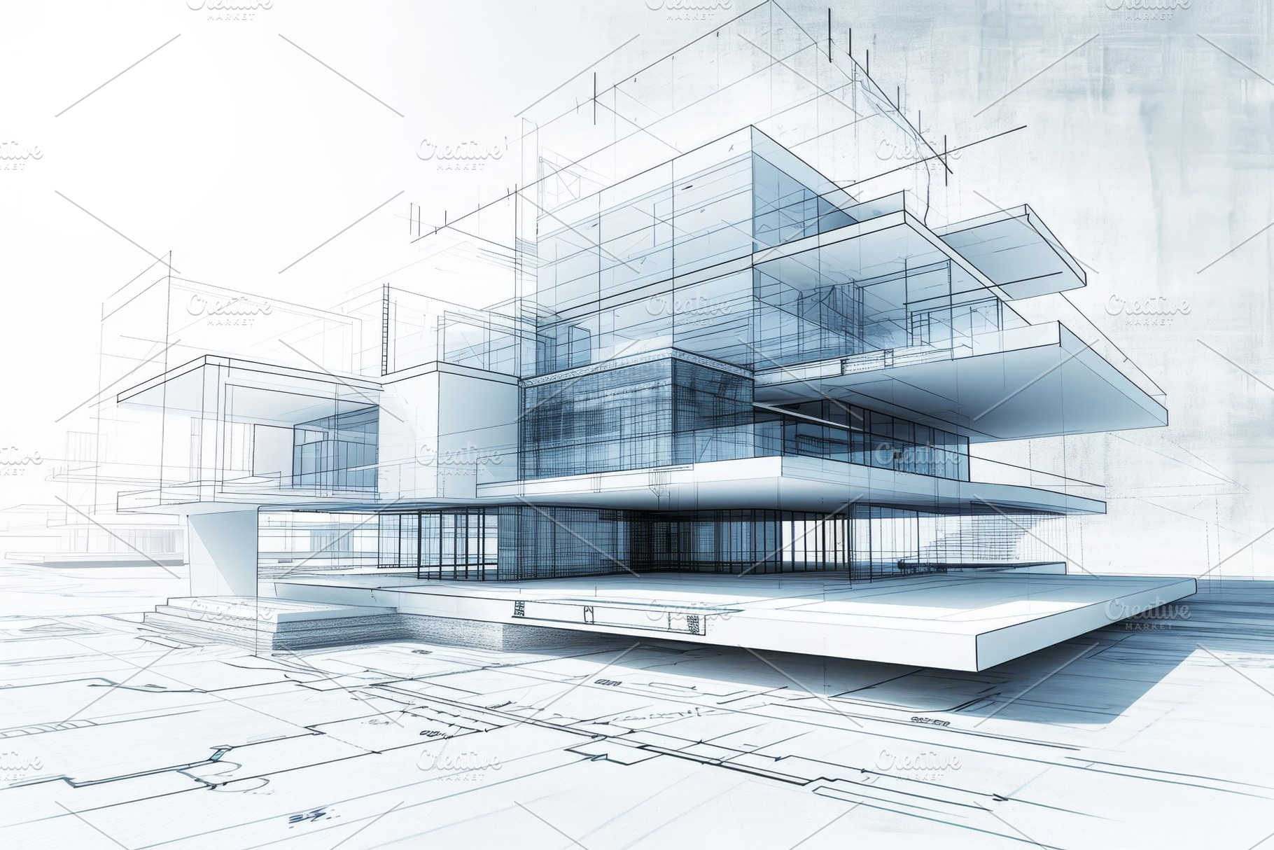 Drawing of a Building on Top of a Bl, a Photo by Iftikhar Alam