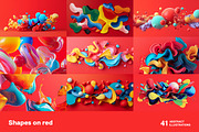 Shapes on red. 41 images, a Background Graphic by Handmadefont (Thumbnail 9 of 11)