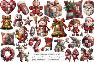 Patchwork Christmas Clipart, an Illustration by SinaCreation