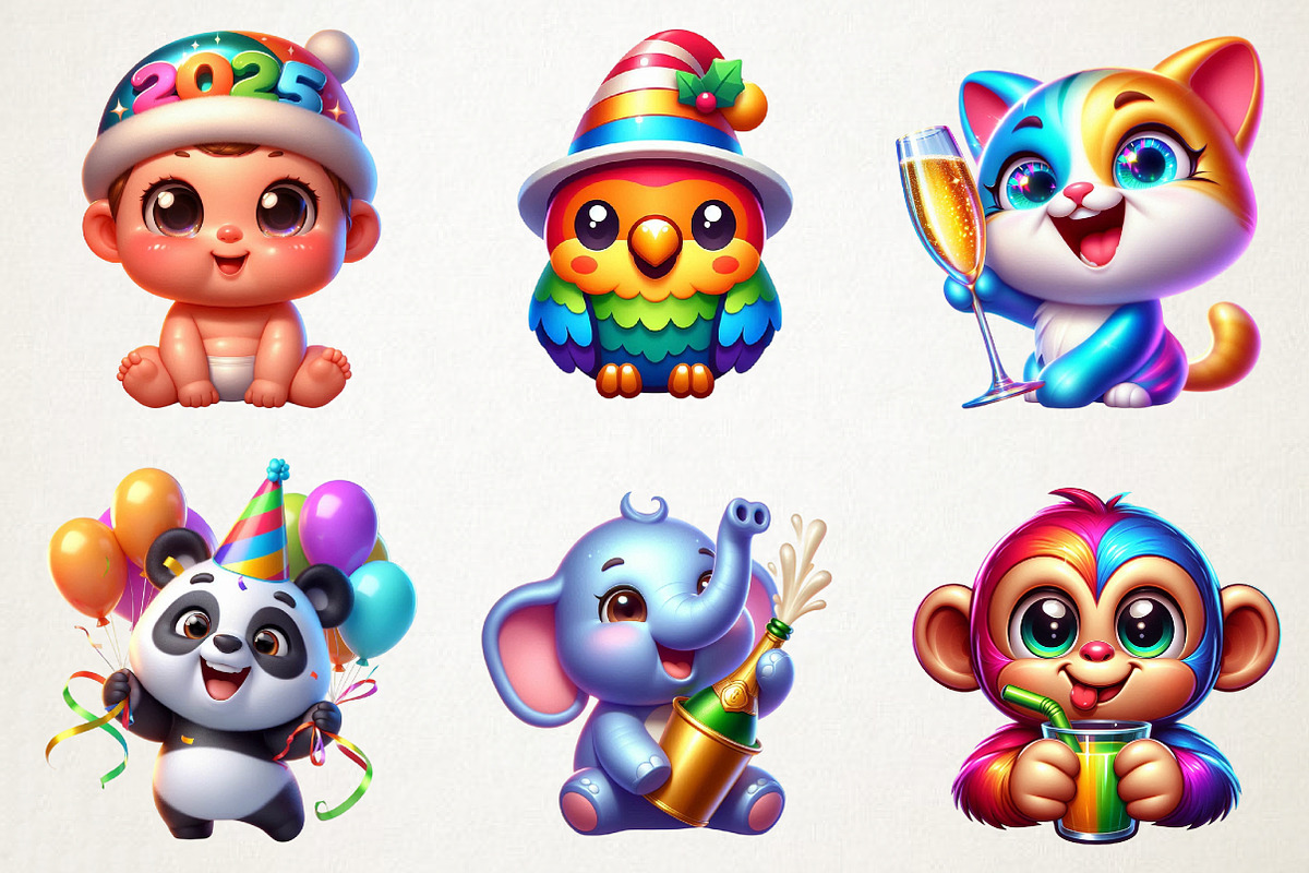 Cute New Year Cartoon Characters Cli, an Illustration by RobertsArt (Photo 5 of 5)