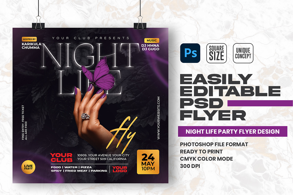 Night life party flyer Design, a Flyer Template by Shajib Shikder (Photo 1 of 2)