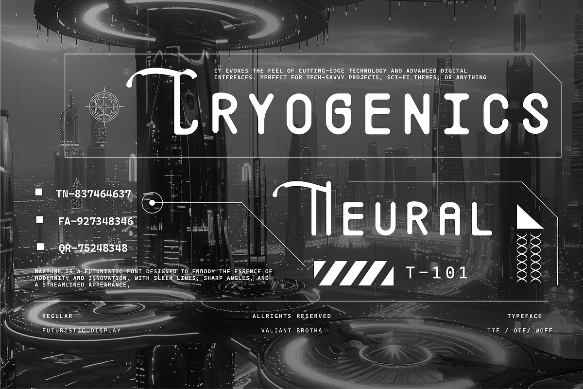 VB Maxtune - Futuristic Display Font, a Sans Serif Font by VALIANTBROTHA (Photo 4 of 11)