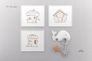 Wooden House Lineart Vector Cliparts, an Illustration by Mia Digital (Thumbnail 5 of 5)