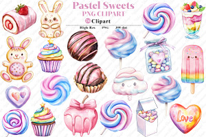 Watercolor Pastel Sweets Clipart, an Illustration by Watercolor design