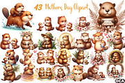 American Beaver Mother's Day Clipart, an Illustration by DreamCafeArt (Thumbnail 1 of 5)